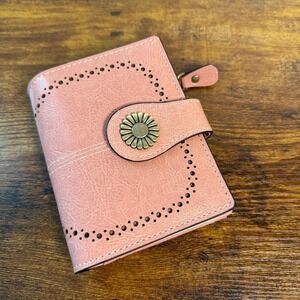Sendefn Ladies Pink Wallet Pretty Trifold Button Snap Women's Purse Cards D33